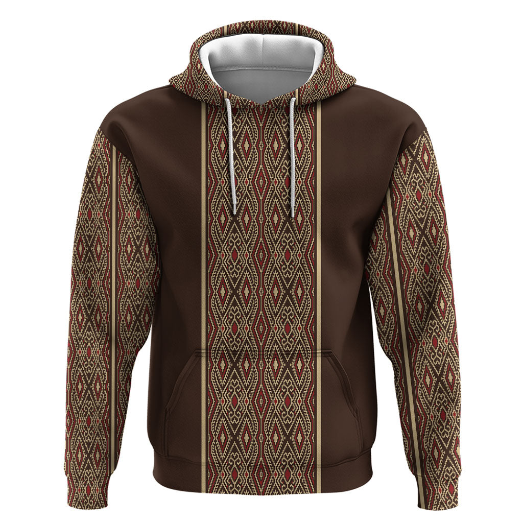 Mabuhay Philippines Festival Hoodie Tnalak Modern Filipiniana Inspired LT14 Pullover Hoodie Brown - Polynesian Pride