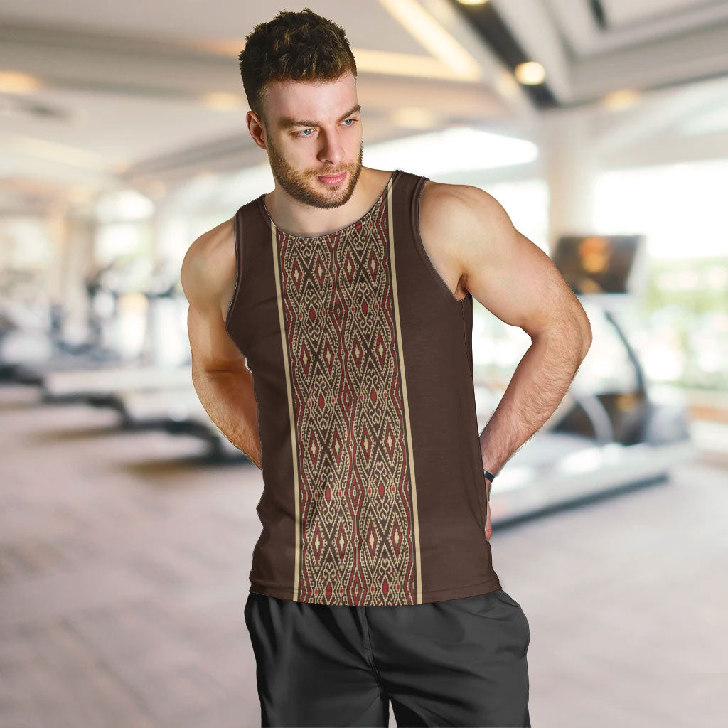 Mabuhay Philippines Festival Men Tank Top Tnalak Modern Filipiniana Inspired LT14 Brown - Polynesian Pride