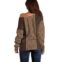 Mabuhay Philippines Festival Off Shoulder Sweater Tnalak Modern Filipiniana Inspired LT14 - Polynesian Pride