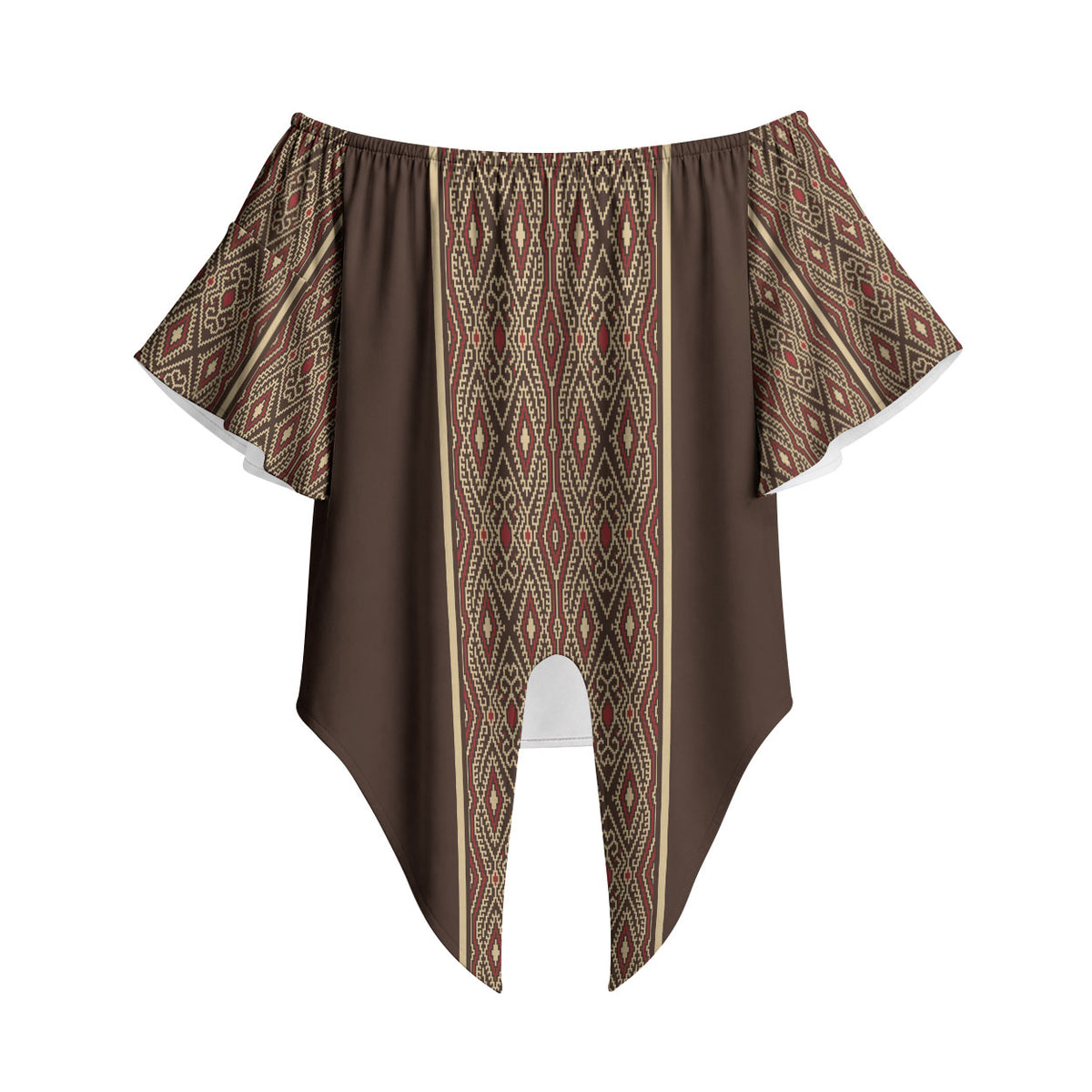 Mabuhay Philippines Festival Off Shoulder Wrap Waist Top Tnalak Modern Filipiniana Inspired LT14 - Polynesian Pride