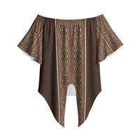 Mabuhay Philippines Festival Off Shoulder Wrap Waist Top Tnalak Modern Filipiniana Inspired LT14 - Polynesian Pride