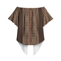Mabuhay Philippines Festival Off Shoulder Wrap Waist Top Tnalak Modern Filipiniana Inspired LT14 - Polynesian Pride