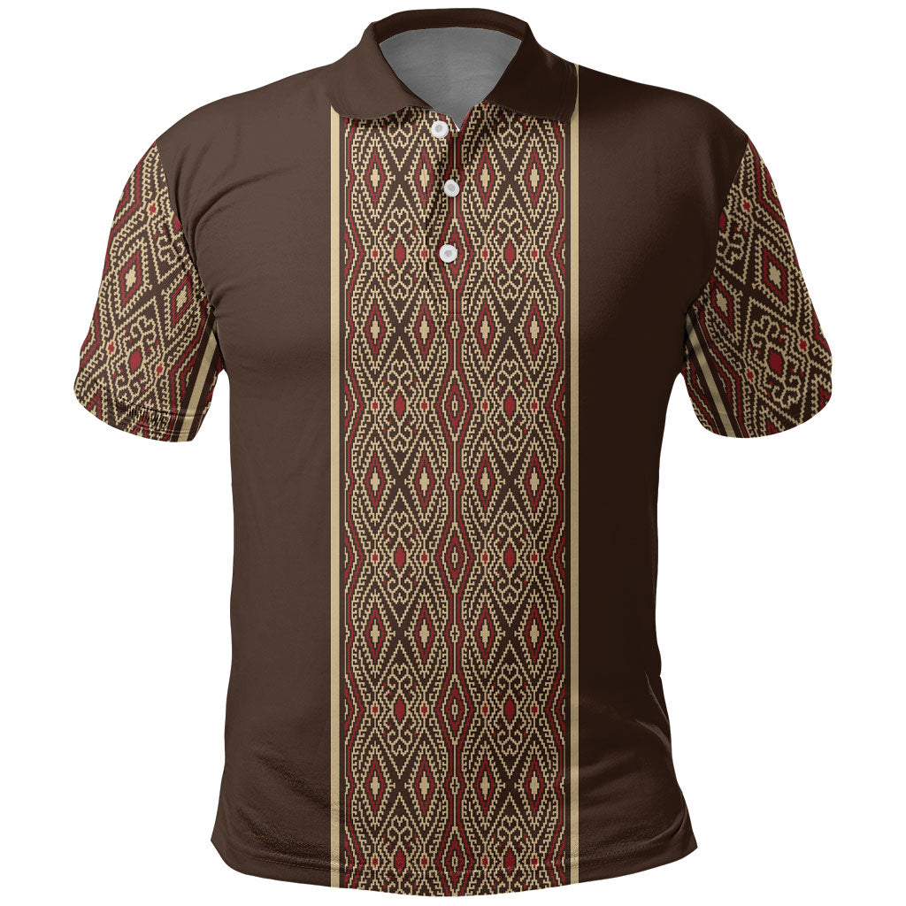 Mabuhay Philippines Festival Polo Shirt Tnalak Modern Filipiniana Inspired LT14 Brown - Polynesian Pride