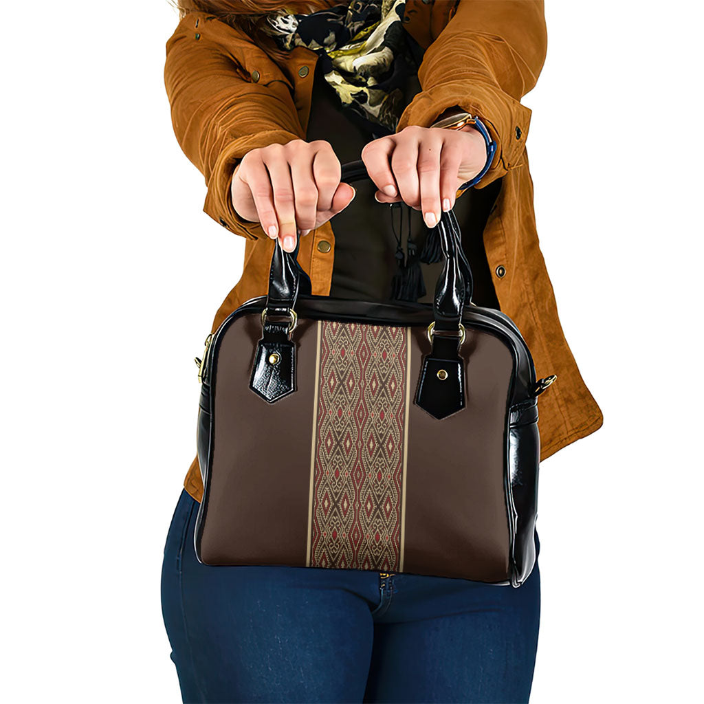 Mabuhay Philippines Festival Shoulder Handbag Tnalak Modern Filipiniana Inspired LT14 One Size Brown - Polynesian Pride