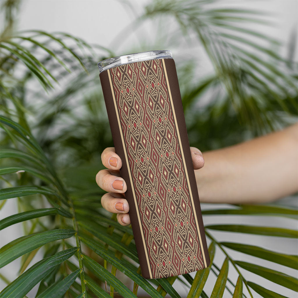 Mabuhay Philippines Festival Skinny Tumbler Tnalak Modern Filipiniana Inspired LT14 - Polynesian Pride