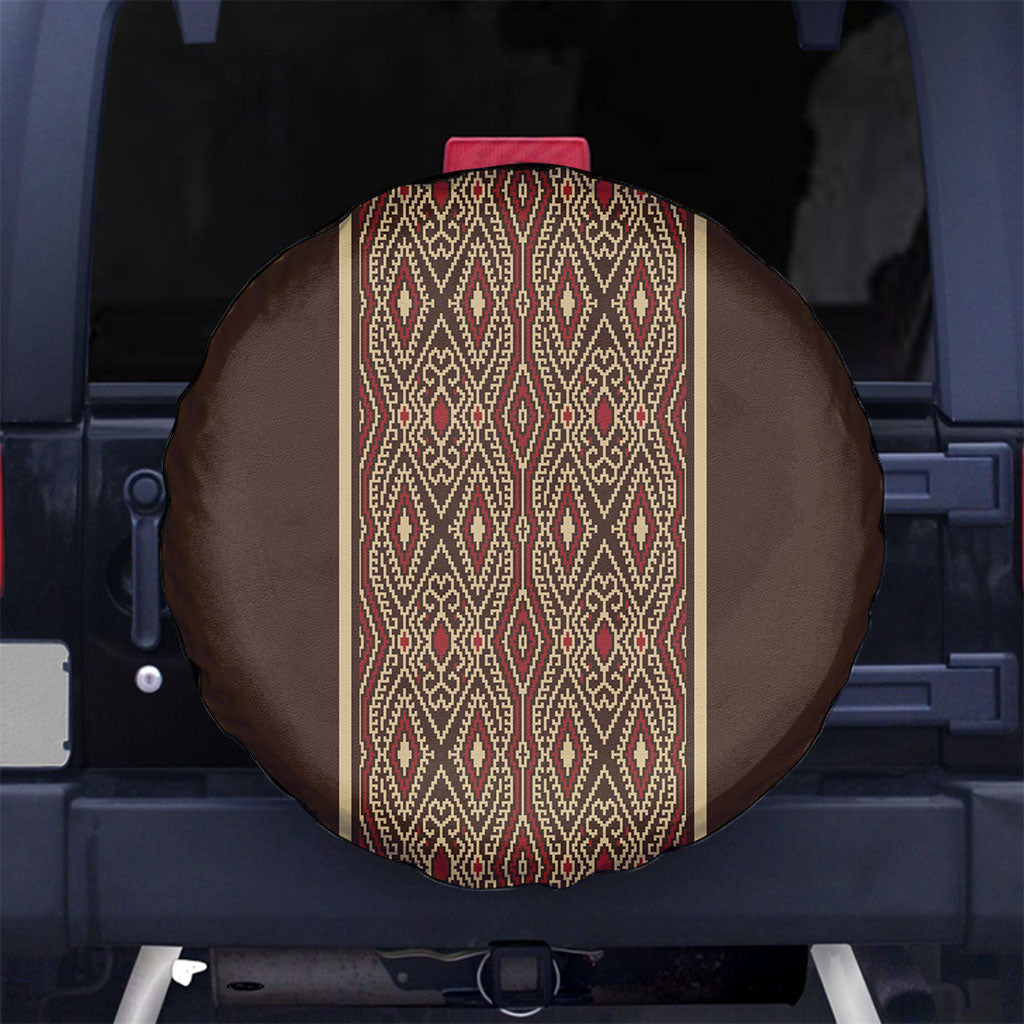 Mabuhay Philippines Festival Spare Tire Cover Tnalak Modern Filipiniana Inspired LT14 No hole Brown - Polynesian Pride