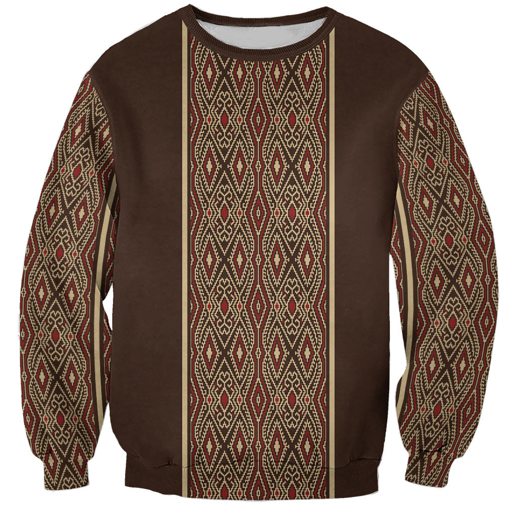 Mabuhay Philippines Festival Sweatshirt Tnalak Modern Filipiniana Inspired LT14 Unisex Brown - Polynesian Pride