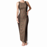 Mabuhay Philippines Festival Tank Maxi Dress Tnalak Modern Filipiniana Inspired LT14 Women Brown - Polynesian Pride