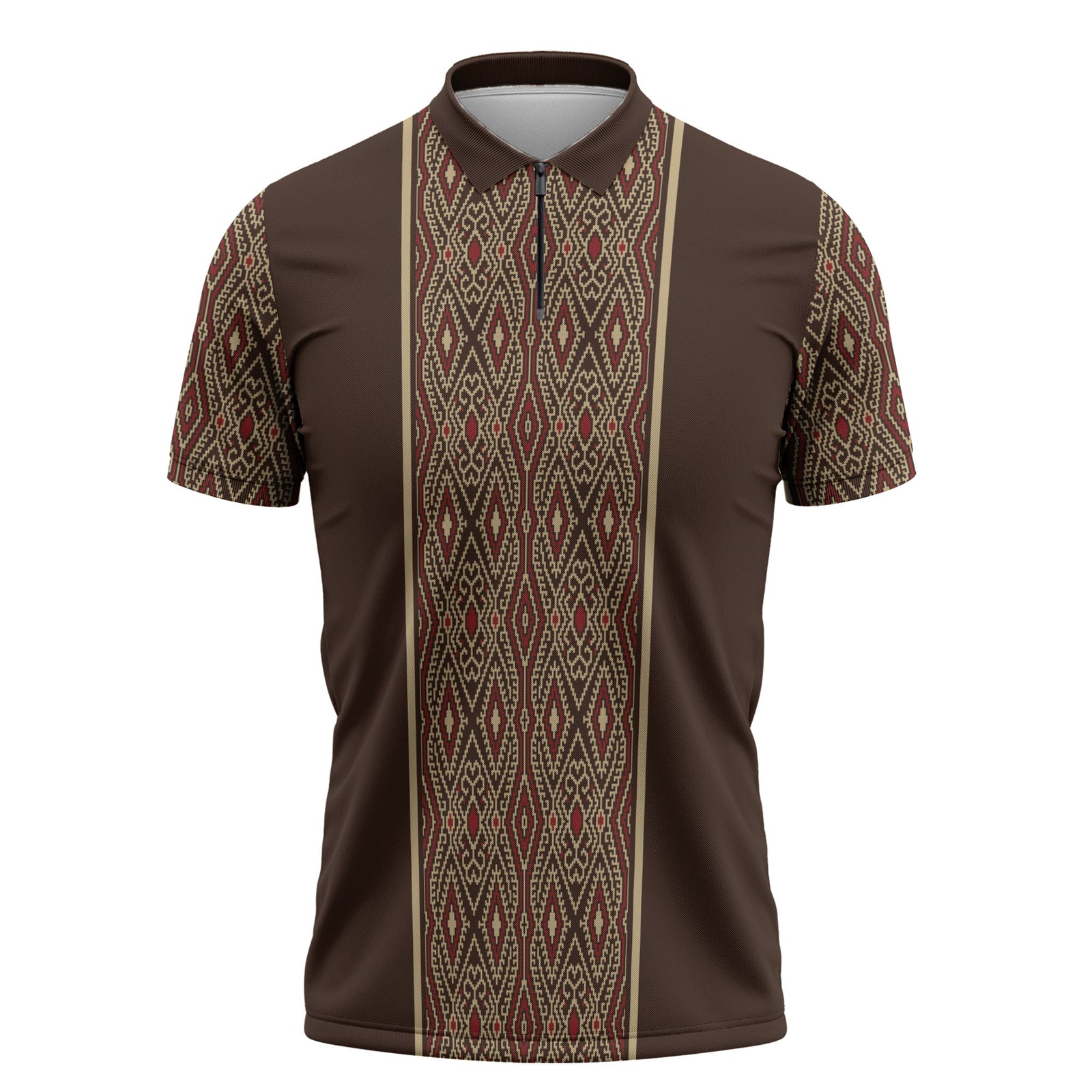 Mabuhay Philippines Festival Zipper Polo Shirt Tnalak Modern Filipiniana Inspired