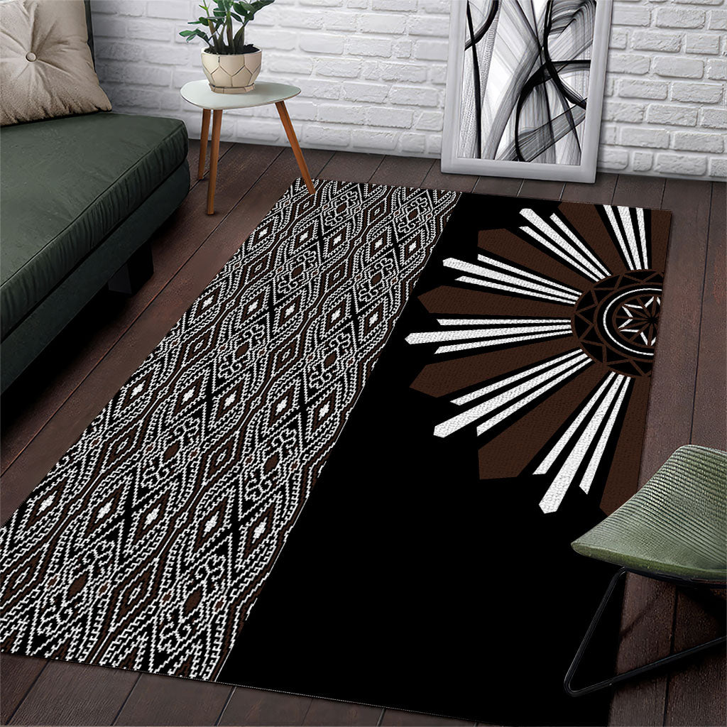 Mabuhay Philippines Festival Area Rug Araw Tnalak Modern Filipiniana Inspired LT14 Black - Polynesian Pride