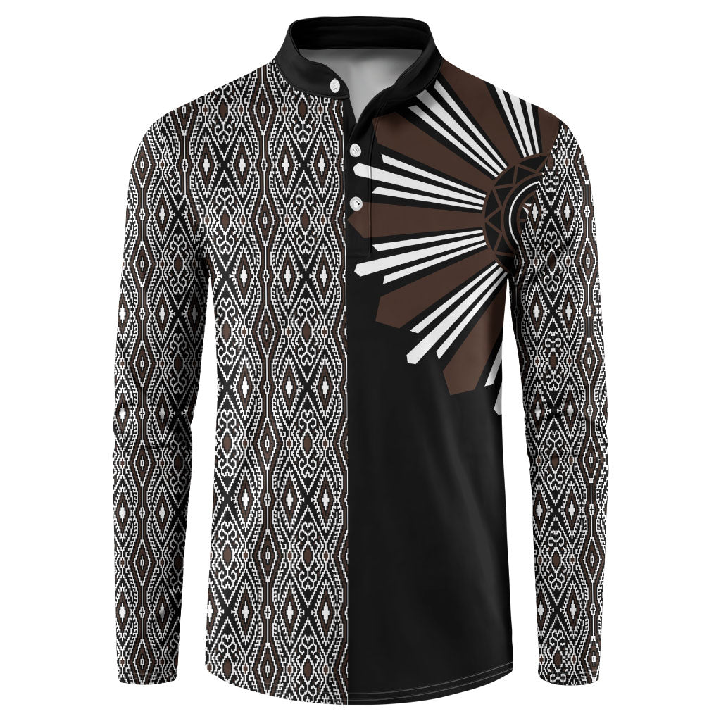 Mabuhay Philippines Festival Button Sweatshirt Araw Tnalak Modern Filipiniana Inspired LT14 Black - Polynesian Pride