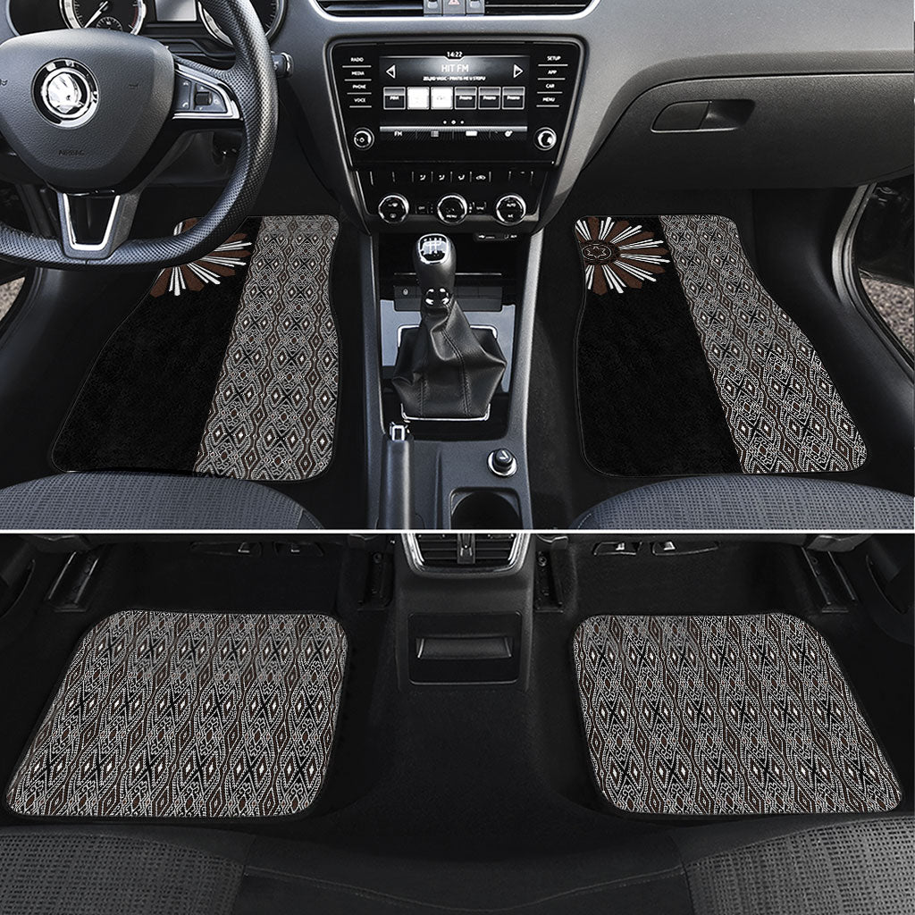 Mabuhay Philippines Festival Car Mats Araw Tnalak Modern Filipiniana Inspired LT14 Set 4pcs Black - Polynesian Pride
