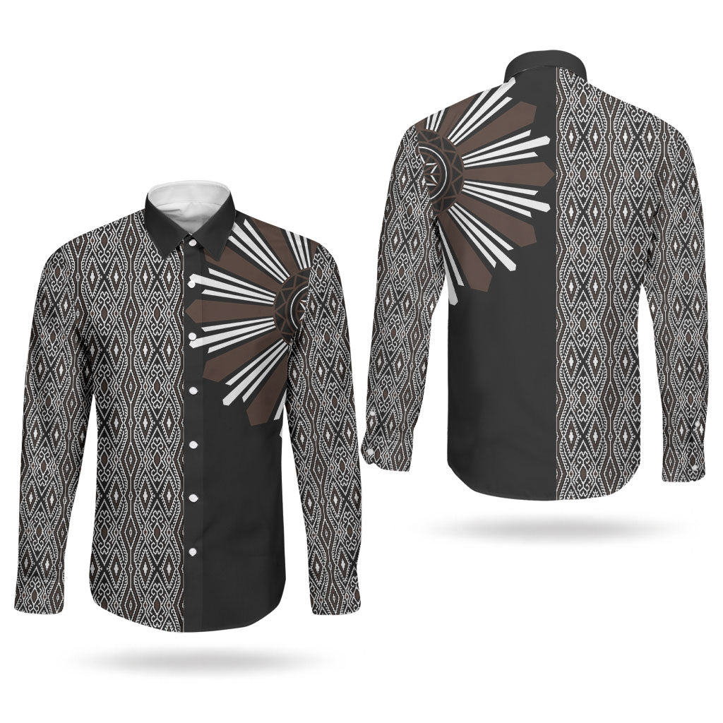 Mabuhay Philippines Festival Couples Matching Off Shoulder Maxi Dress and Long Sleeve Button Shirt Araw Tnalak Modern Filipiniana Inspired LT14 - Polynesian Pride