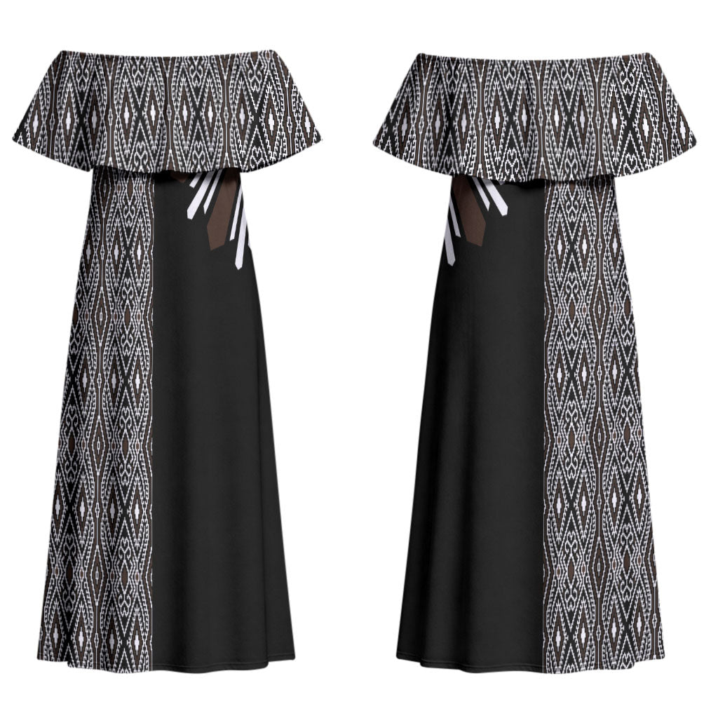 Mabuhay Philippines Festival Couples Matching Off Shoulder Maxi Dress and Long Sleeve Button Shirt Araw Tnalak Modern Filipiniana Inspired LT14 - Polynesian Pride