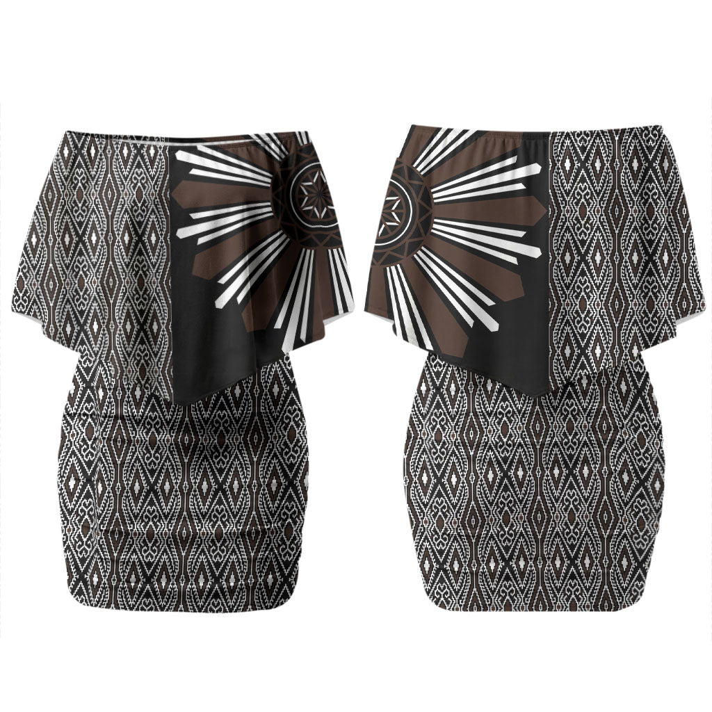 Mabuhay Philippines Festival Couples Matching Off Shoulder Short Dress and Long Sleeve Button Shirt Araw Tnalak Modern Filipiniana Inspired LT14 - Polynesian Pride