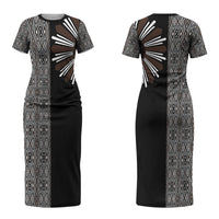 Mabuhay Philippines Festival Couples Matching Short Sleeve Bodycon Dress and Long Sleeve Button Shirt Araw Tnalak Modern Filipiniana Inspired LT14 - Polynesian Pride