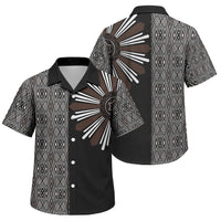 Mabuhay Philippines Festival Family Matching Off Shoulder Short Dress and Hawaiian Shirt Araw Tnalak Modern Filipiniana Inspired LT14 Son's Shirt Black - Polynesian Pride