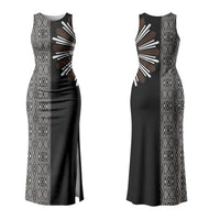 Mabuhay Philippines Festival Family Matching Tank Maxi Dress and Hawaiian Shirt Araw Tnalak Modern Filipiniana Inspired LT14 Mom's Dress Black - Polynesian Pride