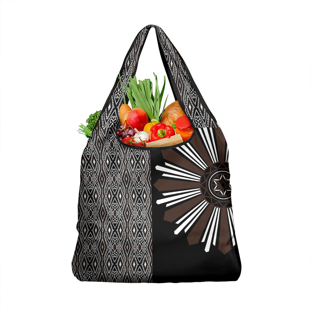 Mabuhay Philippines Festival Grocery Bag Araw Tnalak Modern Filipiniana Inspired LT14 1-pack One Size Black - Polynesian Pride