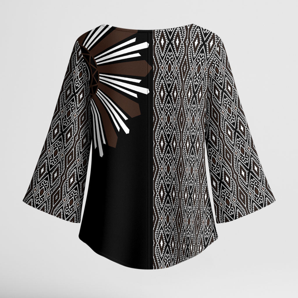 Mabuhay Philippines Festival Kimono Sleeve Blouse Araw Tnalak Modern Filipiniana Inspired LT14 - Polynesian Pride
