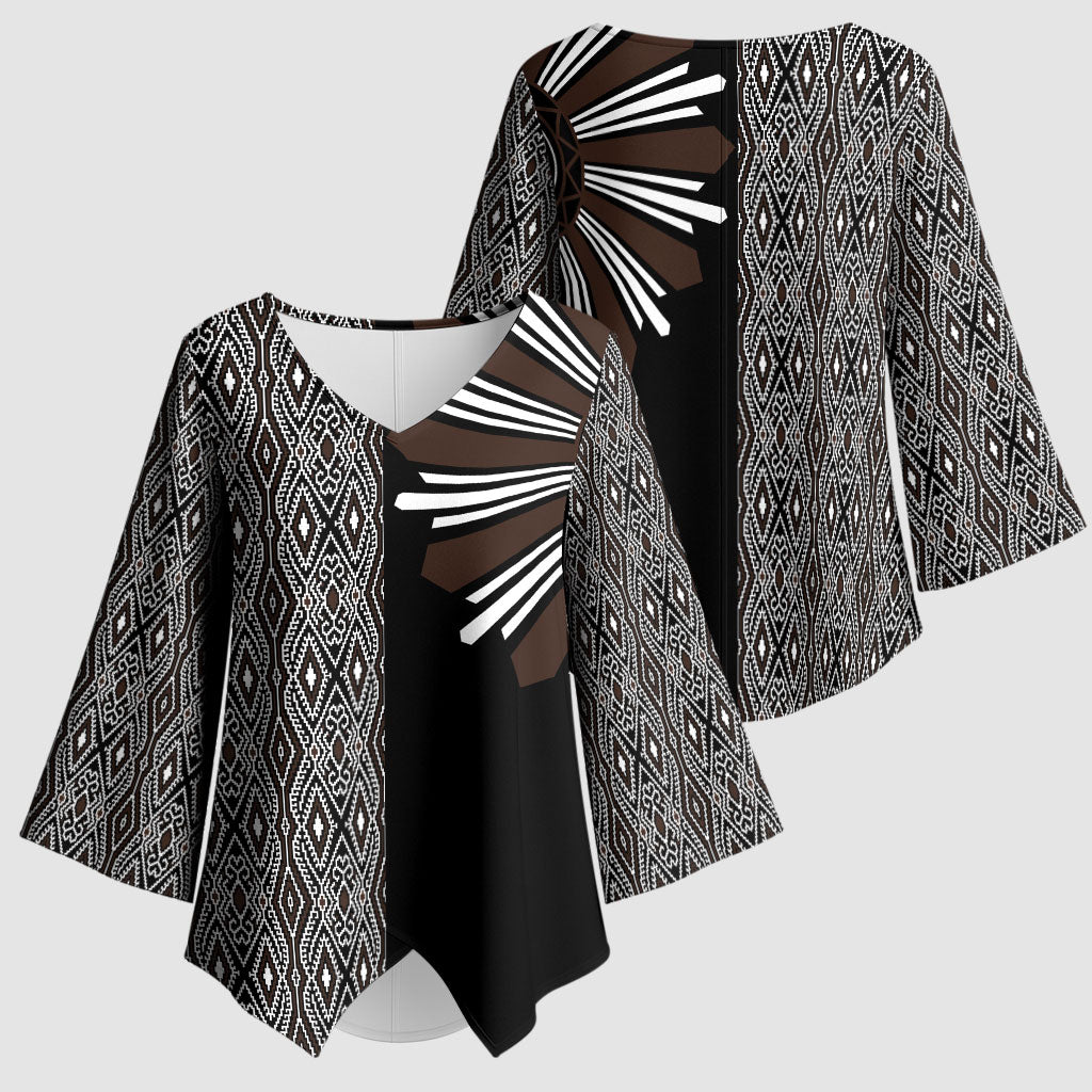 Mabuhay Philippines Festival Kimono Sleeve Blouse Araw Tnalak Modern Filipiniana Inspired LT14 - Polynesian Pride