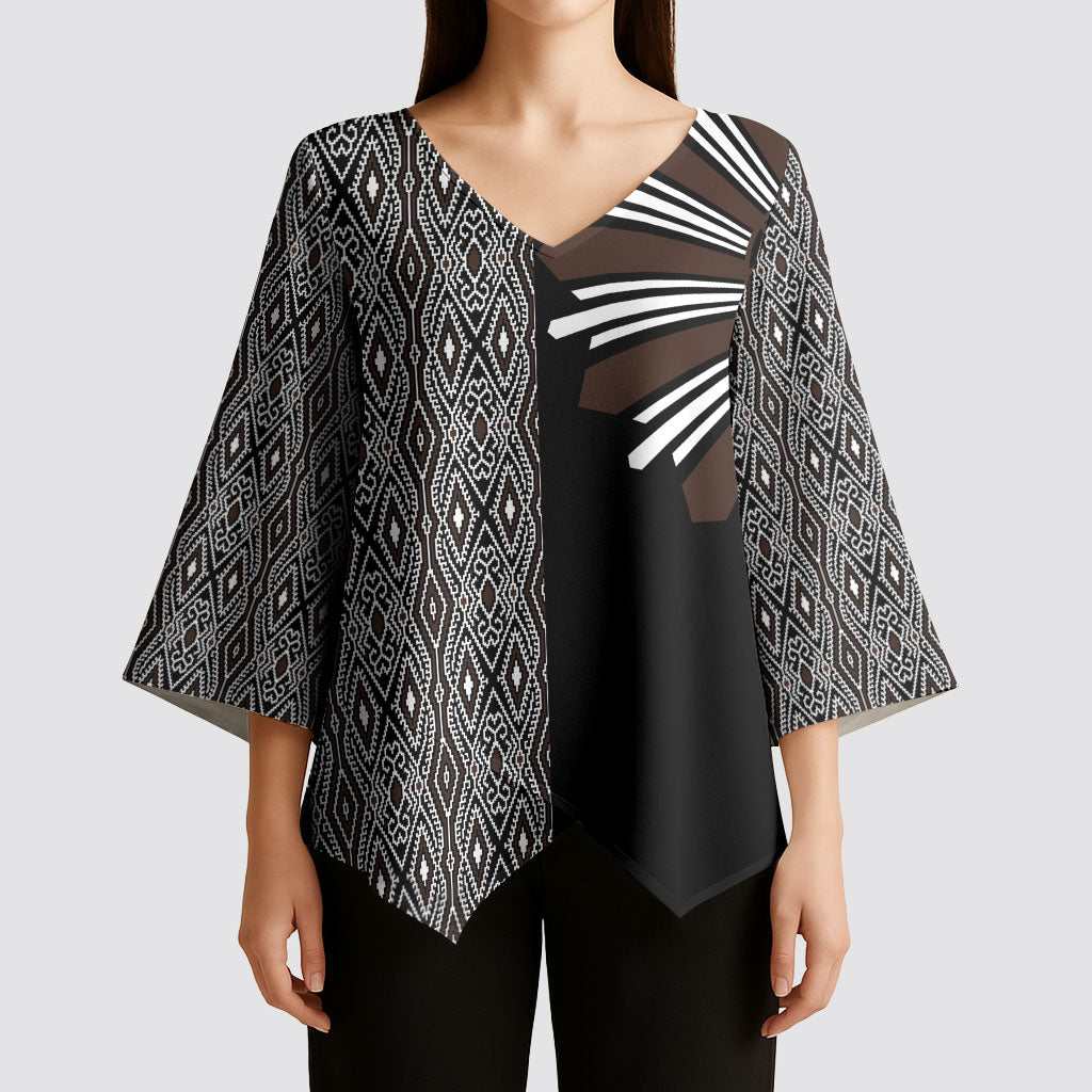 Mabuhay Philippines Festival Kimono Sleeve Blouse Araw Tnalak Modern Filipiniana Inspired LT14 - Polynesian Pride