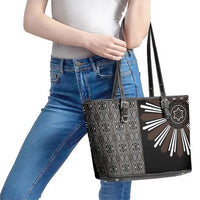 Mabuhay Philippines Festival Leather Tote Bag Araw Tnalak Modern Filipiniana Inspired LT14 - Polynesian Pride