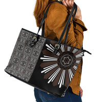 Mabuhay Philippines Festival Leather Tote Bag Araw Tnalak Modern Filipiniana Inspired LT14 - Polynesian Pride