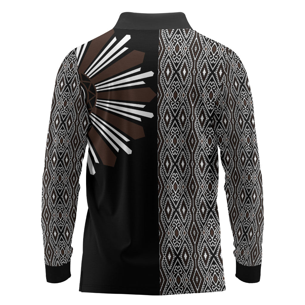 Mabuhay Philippines Festival Long Sleeve Polo Shirt Araw Tnalak Modern Filipiniana Inspired LT14 - Polynesian Pride