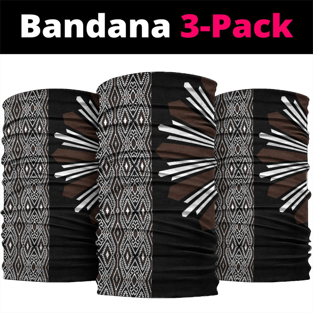 Mabuhay Philippines Festival Neck Gaiter Araw Tnalak Modern Filipiniana Inspired LT14 package One Size: 25*50cm Black - Polynesian Pride