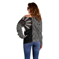 Mabuhay Philippines Festival Off Shoulder Sweater Araw Tnalak Modern Filipiniana Inspired LT14 - Polynesian Pride