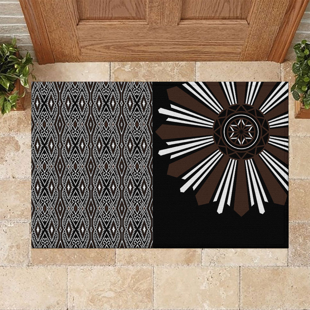 Mabuhay Philippines Festival Rubber Doormat Araw Tnalak Modern Filipiniana Inspired LT14 Black - Polynesian Pride