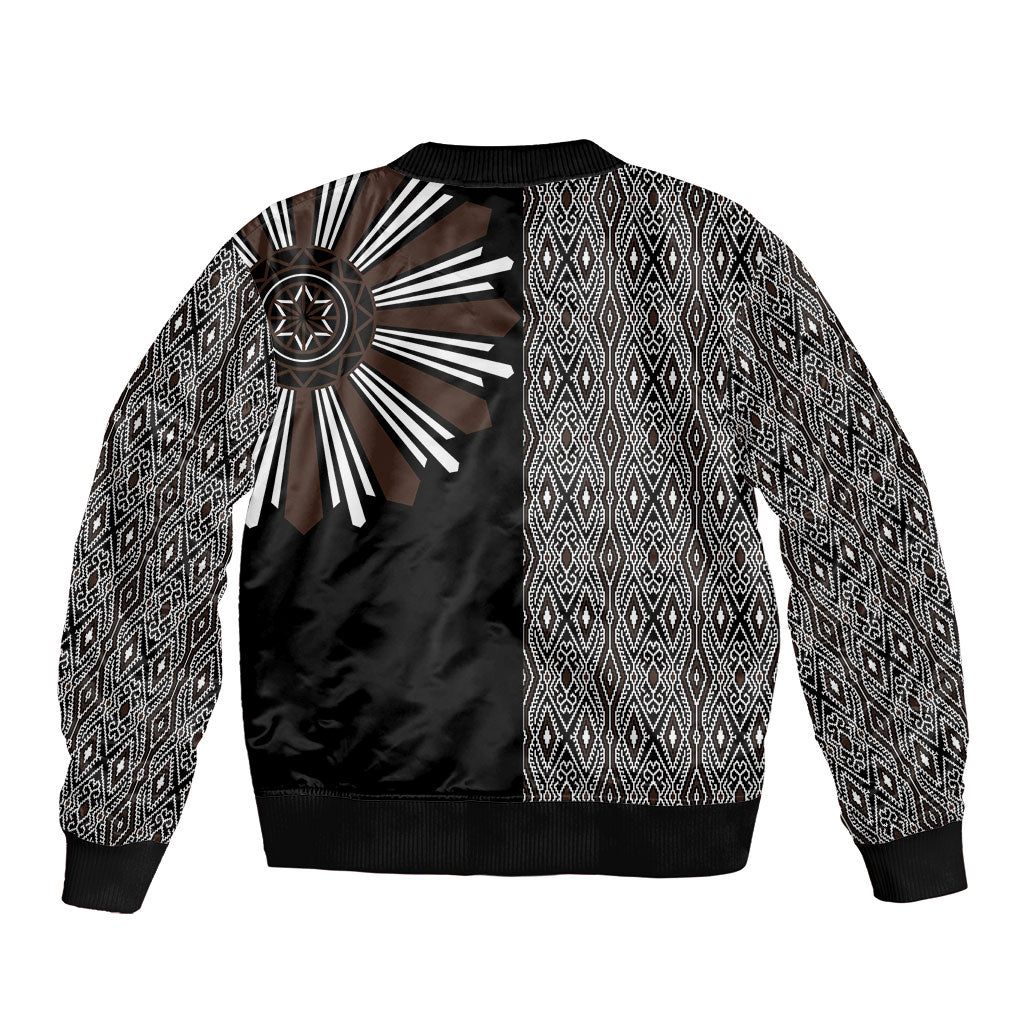 Mabuhay Philippines Festival Sleeve Zip Bomber Jacket Araw Tnalak Modern Filipiniana Inspired LT14 - Polynesian Pride