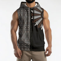 Mabuhay Philippines Festival Sleeveless Zip Hoodie Araw Tnalak Modern Filipiniana Inspired LT14 - Polynesian Pride