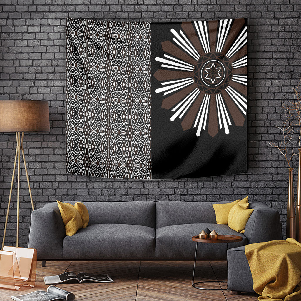 Mabuhay Philippines Festival Tapestry Araw Tnalak Modern Filipiniana Inspired LT14 Black - Polynesian Pride