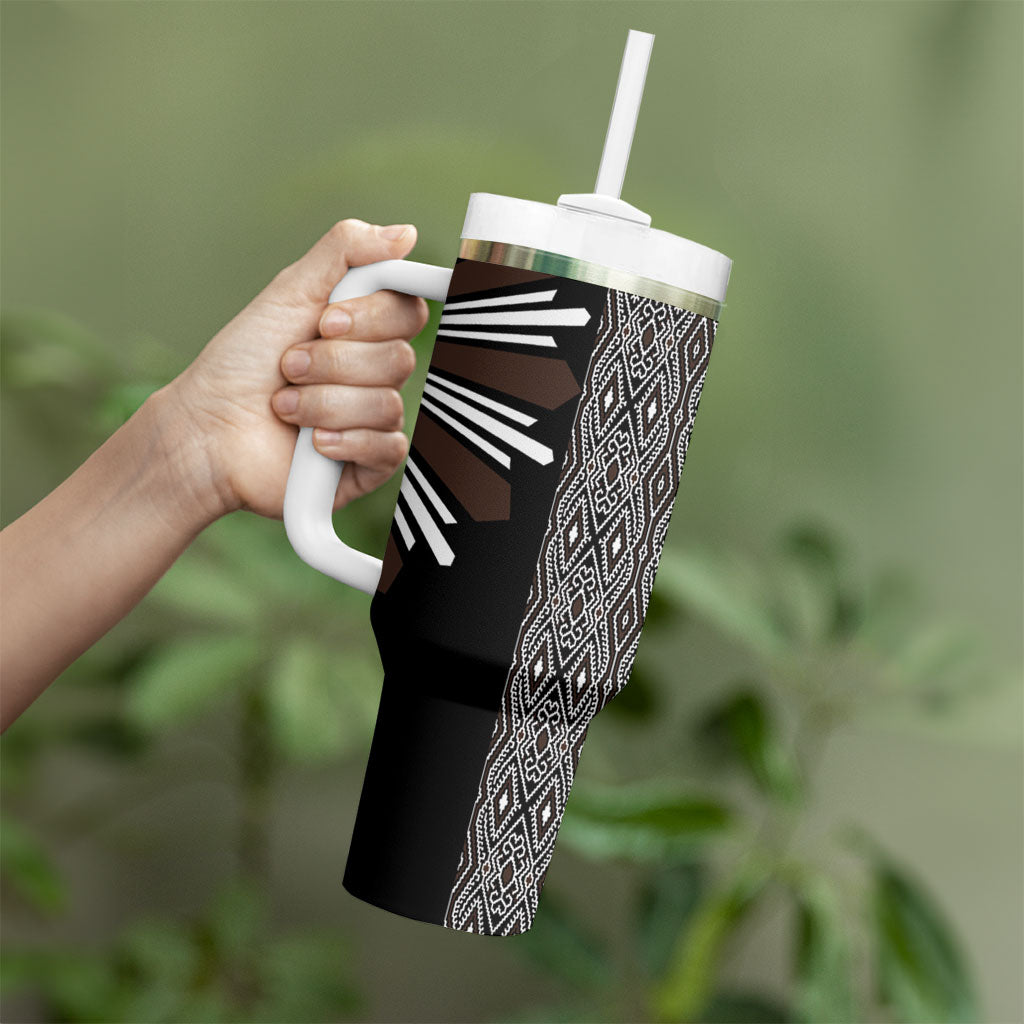 Mabuhay Philippines Festival Tumbler With Handle Araw Tnalak Modern Filipiniana Inspired LT14 - Polynesian Pride