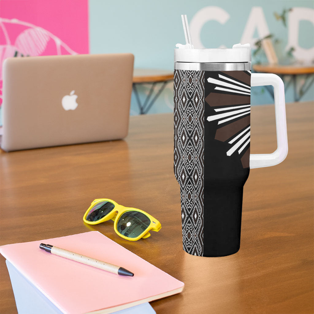Mabuhay Philippines Festival Tumbler With Handle Araw Tnalak Modern Filipiniana Inspired LT14 - Polynesian Pride