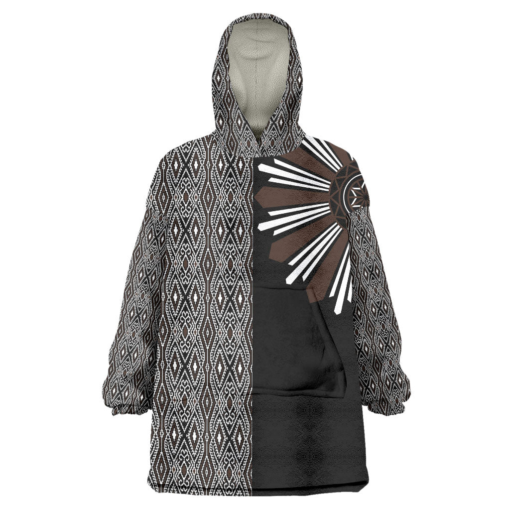 Mabuhay Philippines Festival Wearable Blanket Hoodie Araw Tnalak Modern Filipiniana Inspired LT14 One Size Black - Polynesian Pride