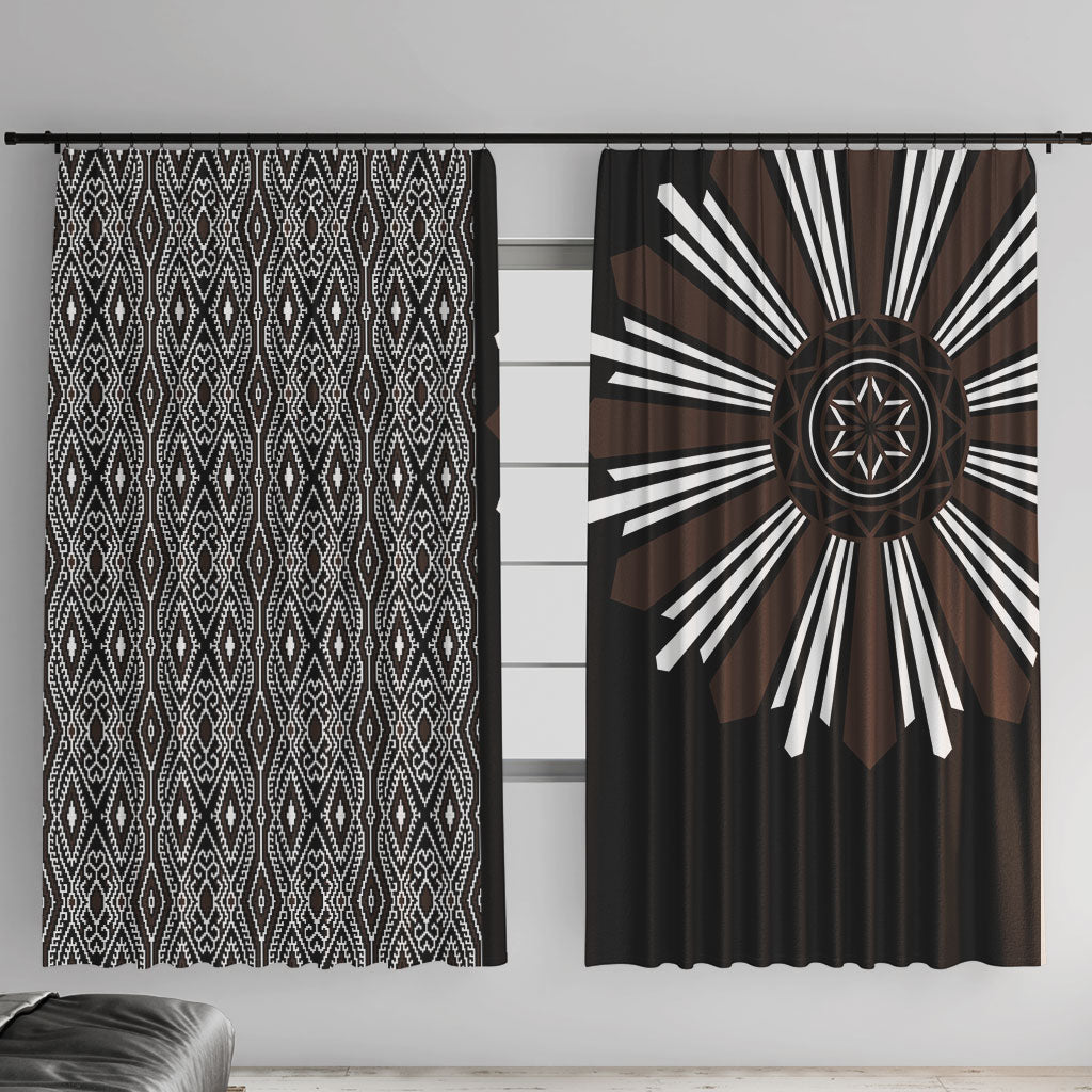 Mabuhay Philippines Festival Window Curtain Araw Tnalak Modern Filipiniana Inspired LT14 With Hooks Black - Polynesian Pride