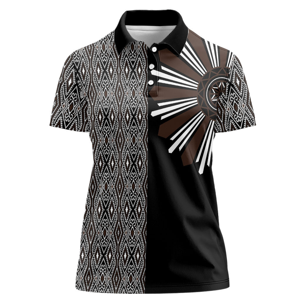 Mabuhay Philippines Festival Women Polo Shirt Araw Tnalak Modern Filipiniana Inspired LT14 Female Black - Polynesian Pride