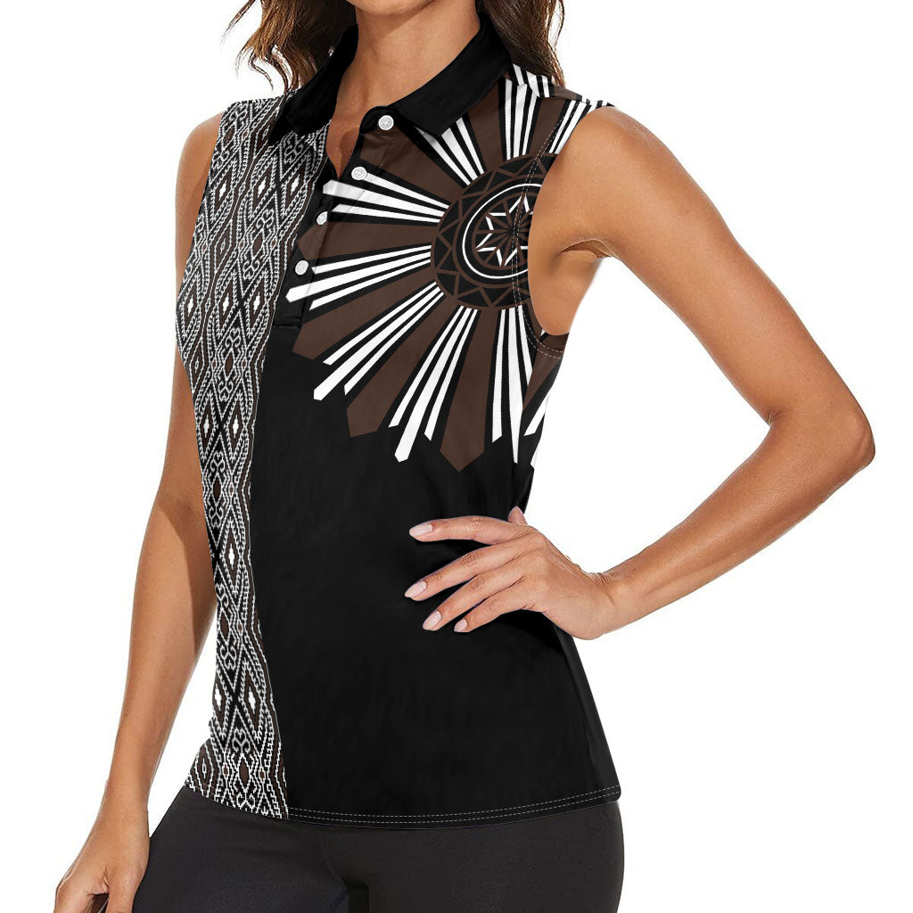 Mabuhay Philippines Festival Women Sleeveless Polo Shirt Araw Tnalak Modern Filipiniana Inspired LT14 - Polynesian Pride