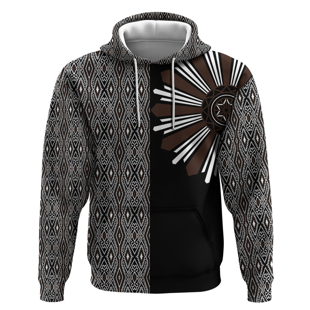 Mabuhay Philippines Festival Zip Hoodie Araw Tnalak Modern Filipiniana Inspired LT14 Pullover Hoodie Black - Polynesian Pride