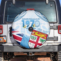 Fiji Day 1970 Spare Tire Cover Proud To Be A Fijian Tapa Pattern LT14 Blue - Polynesian Pride