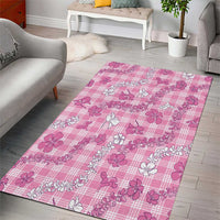 Alaka Aloha Hawaii Area Rug Plumeria Lei With Palaka Motif - Polynesian Pride