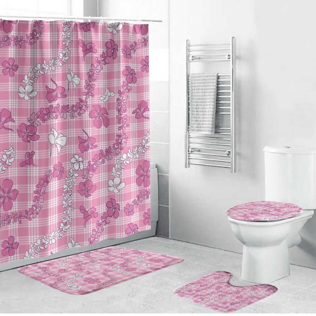 Alaka Aloha Hawaii Bathroom Set Plumeria Lei With Palaka Motif - Polynesian Pride