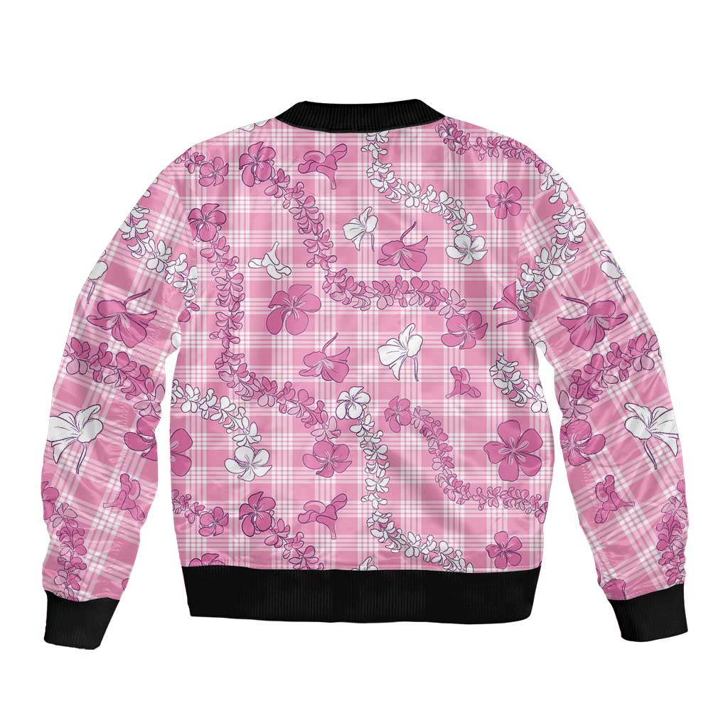 Alaka Aloha Hawaii Bomber Jacket Plumeria Lei With Palaka Motif - Polynesian Pride