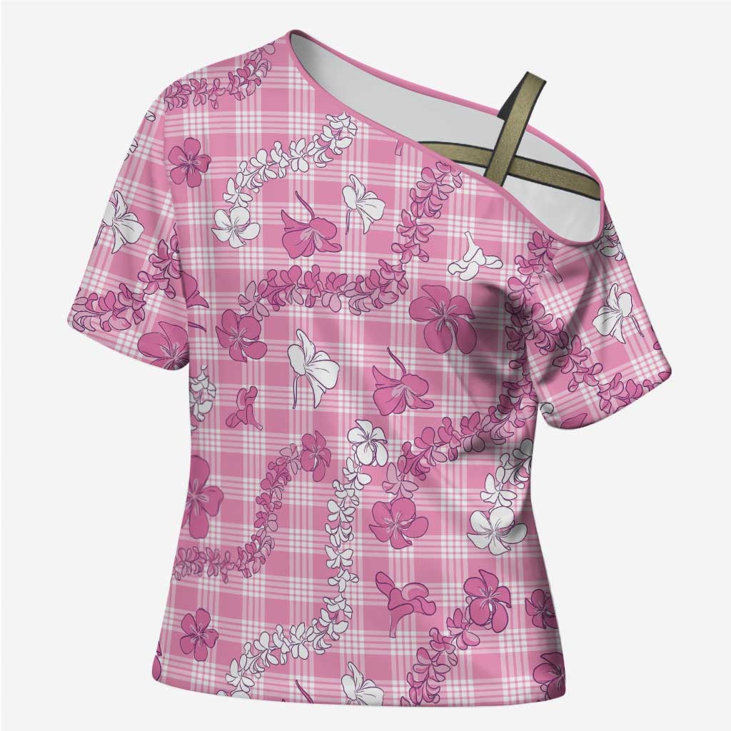 Alaka Aloha Hawaii Cross Shoulder Shirt Plumeria Lei With Palaka Motif - Polynesian Pride