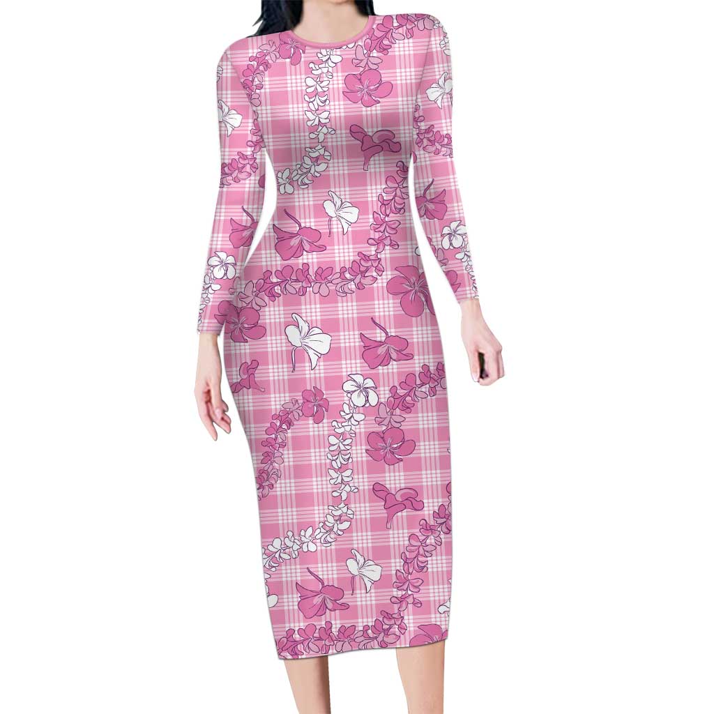 Alaka Aloha Hawaii Family Matching Long Sleeve Bodycon Dress and Hawaiian Shirt Plumeria Lei With Palaka Motif - Polynesian Pride