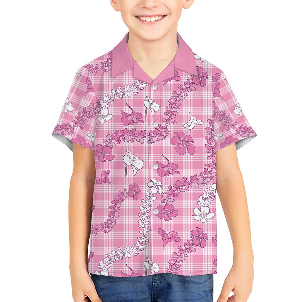 Alaka Aloha Hawaii Family Matching Short Sleeve Bodycon Dress and Hawaiian Shirt Plumeria Lei With Palaka Motif - Polynesian Pride