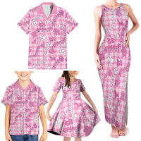 Alaka Aloha Hawaii Family Matching Tank Maxi Dress and Hawaiian Shirt Plumeria Lei With Palaka Motif - Polynesian Pride